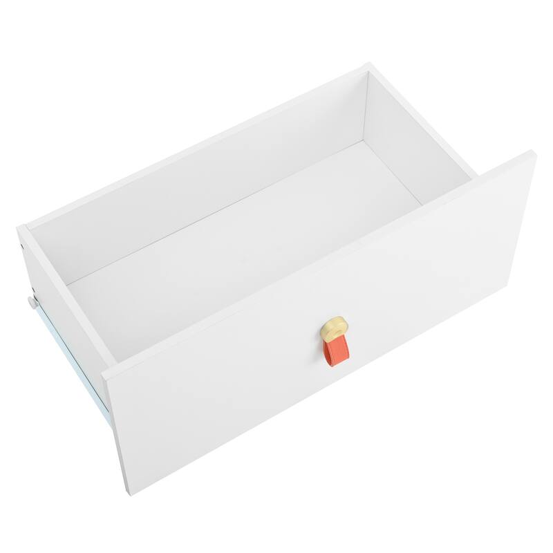 Nightstand with LED Lights & 3 Drawers, Side Table with Glass Top Jewelry Storage Compartments, Small Wood Accent Table