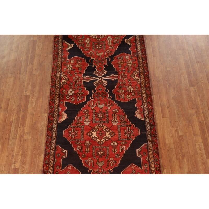 Tribal Ardebil Persian Vintage Runner Rug Handmade Wool Carpet - 4'5"x 11'2"