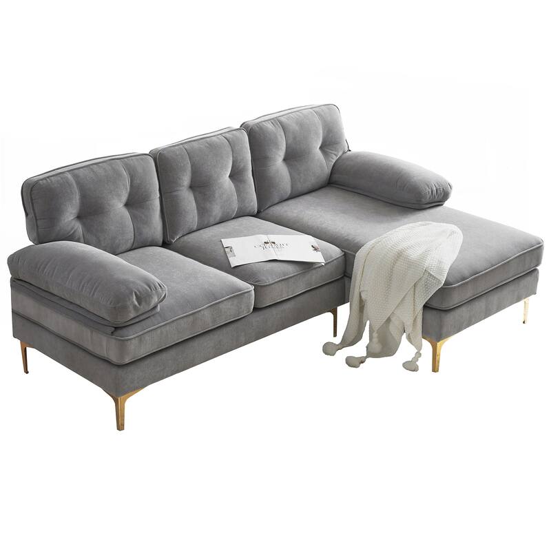 Modern Sectional Sofas Couches Velvet L-Shaped Couches