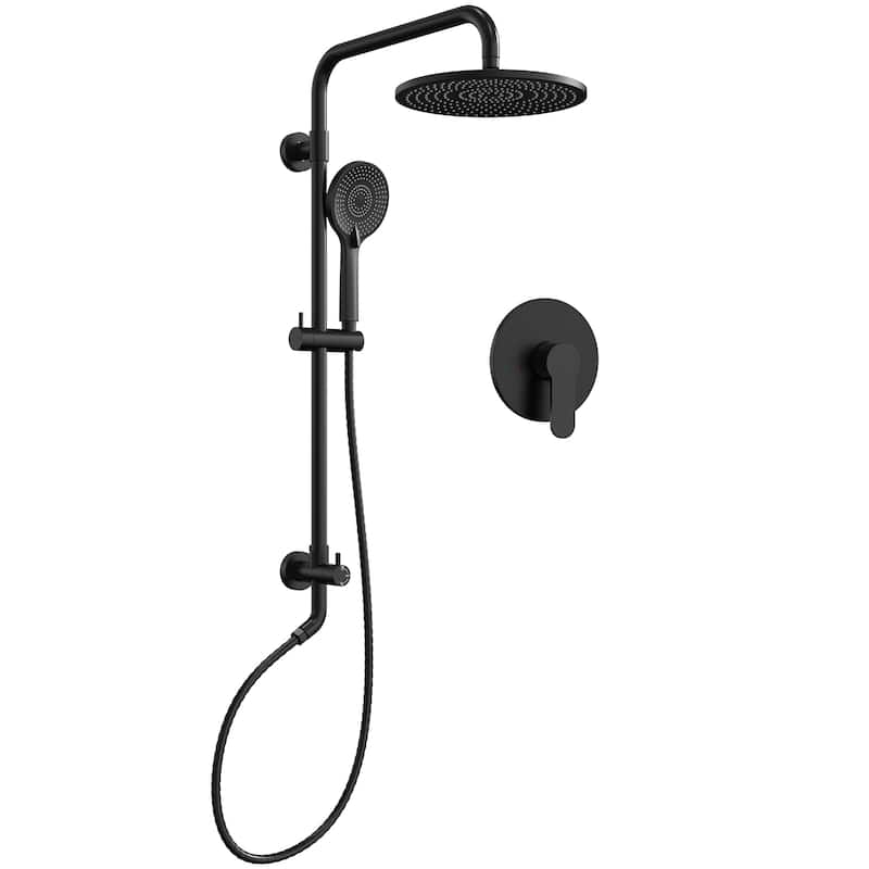 GRANDJOY 10" Round Rainfall Shower System Handheld Showerhead with Adjustable Bar