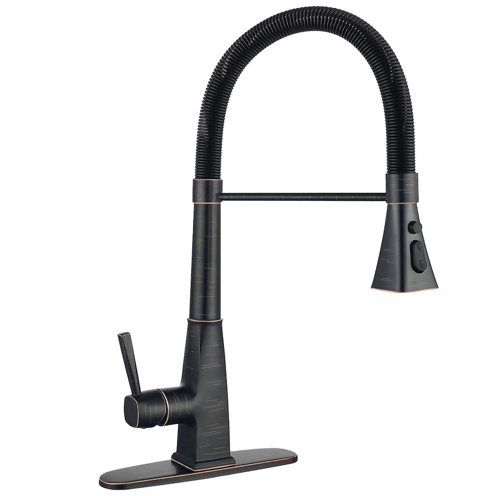 Single Handle Spray 3 Modes Pull Down Kitchen Faucet with Deck Plate