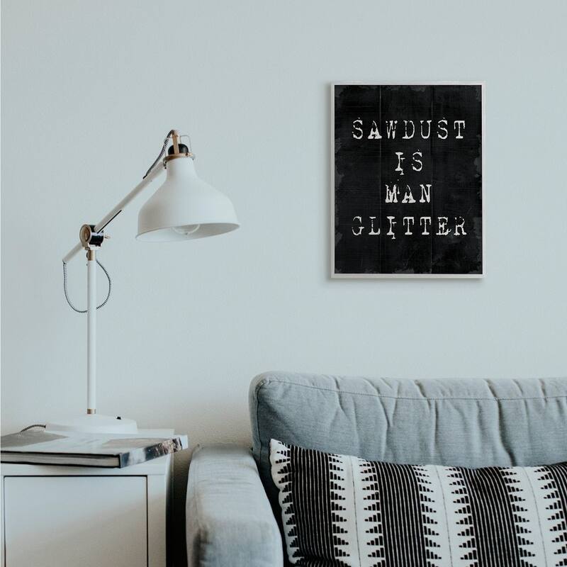 Stupell Sawdust Is Man Glitter Rustic Masculine Carpenter Humor Framed Wall Art - Black