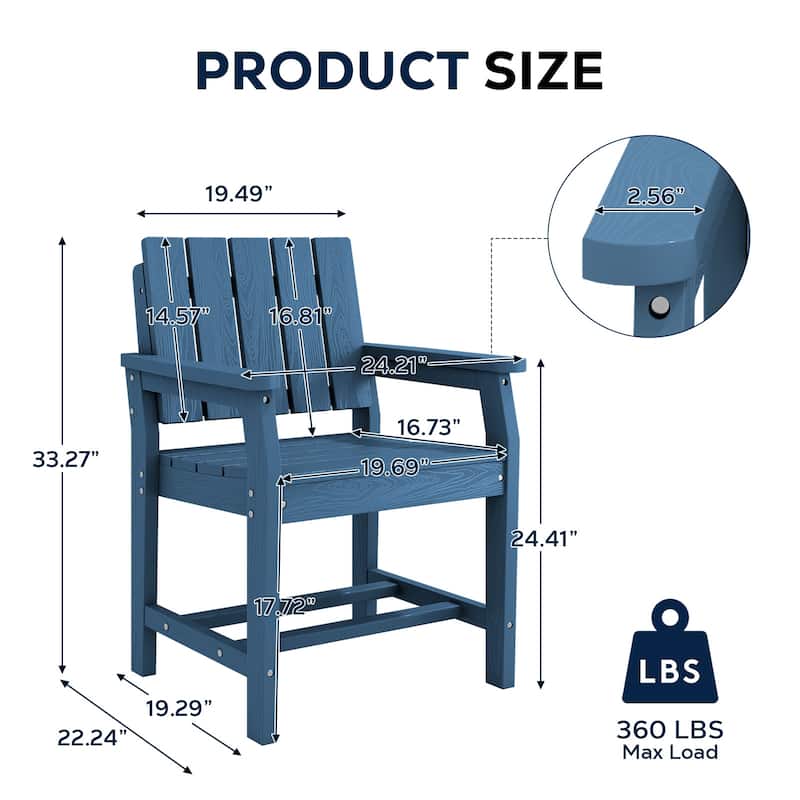 Plastic HDPE Indoor & Outdoor Dining Chair with 19.69in Wide Seat - N/A