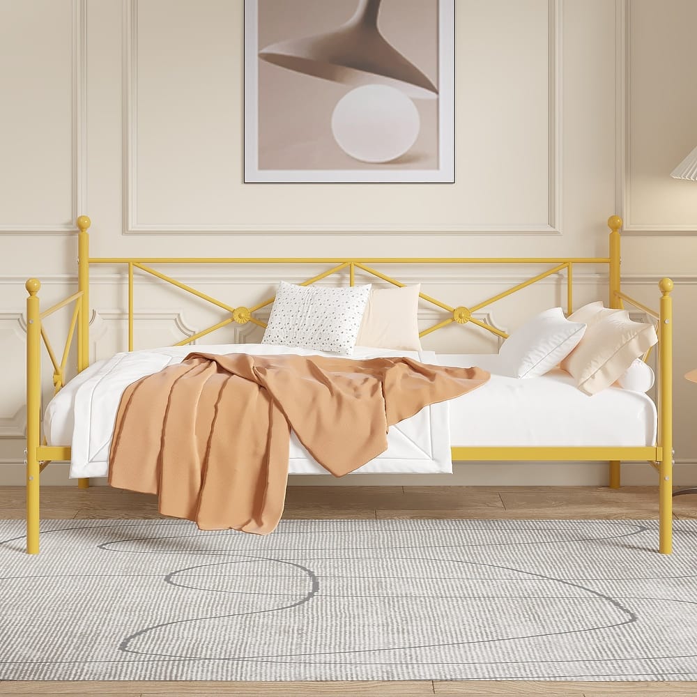 VECELO Twin Daybed with Headboard Sofa Bed Platform Mattress Foundation for Living Room Guest Room Easy Assembly