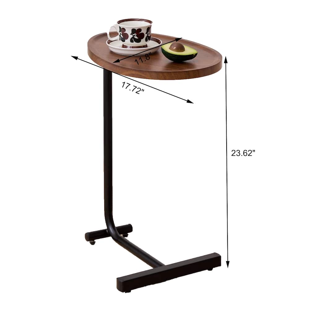 2-Piece Brown C-Shaped Side Table Set, Compact Sofa Tables for Small Spaces, Living Room & Bedroom