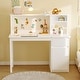 preview thumbnail 4 of 17, Solid Pine Wood Kids Study Desk with Storage Shelves & USB Clip Lamp, White Children Writing Desk for Bedroom or Playroom