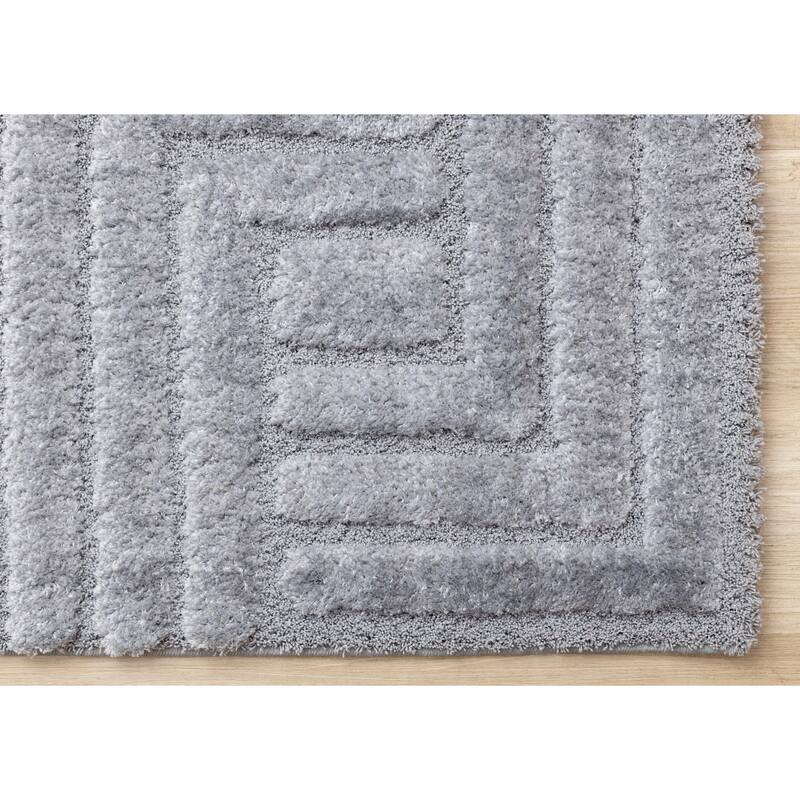 Lincoln Collection - Modern Luxurious Blue Plush Maze Area Rug