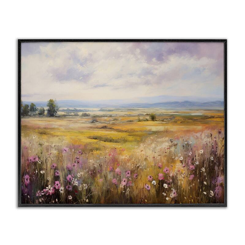 Stupell Vast Meadow with Subtle Flowers Framed Giclee Art Design By Franklyn Gregory - 20 x 16 - Black