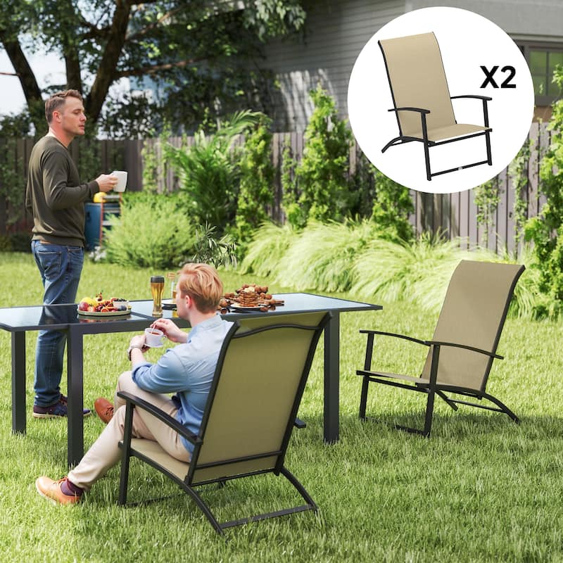 Metal Mesh Folding Patio Chairs Set of 2 with Armrests - 23.6" W x 31.9" D x 33.9" H