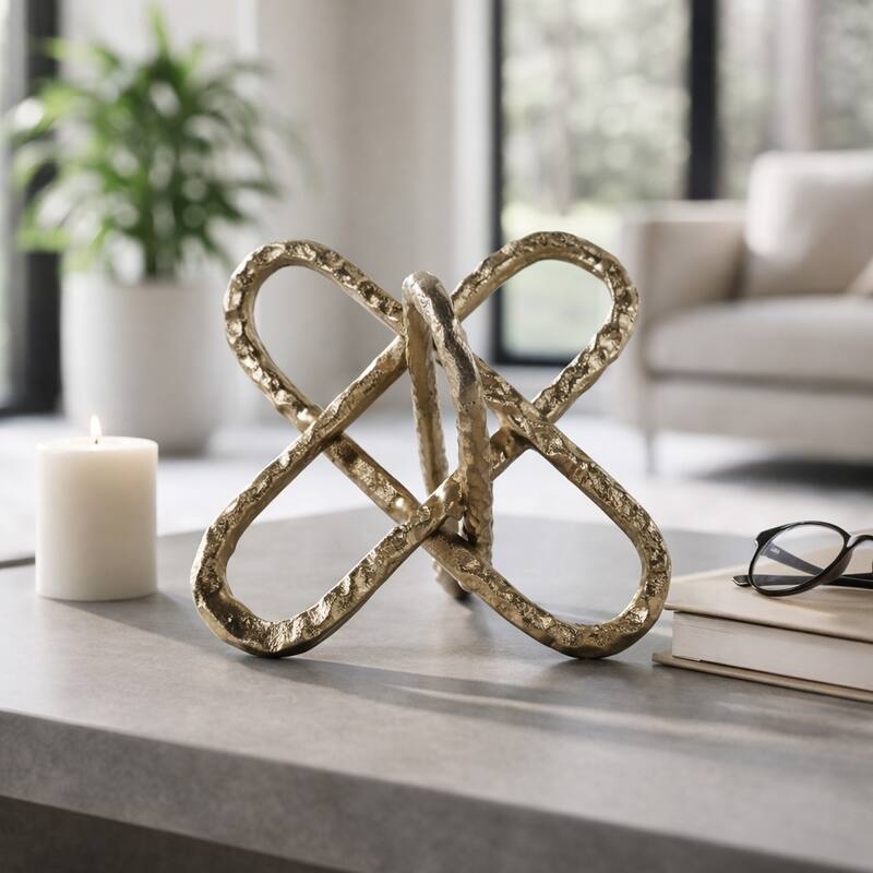 Contemporay Metal Round Edge Jack Decorative Object - 9.0"