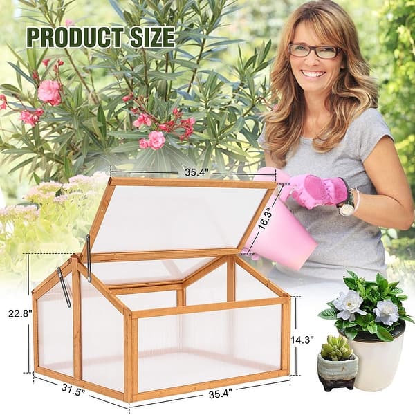 MCombo Double Box Wooden Greenhouse Cold Frame Raised Plants Bed Protection
