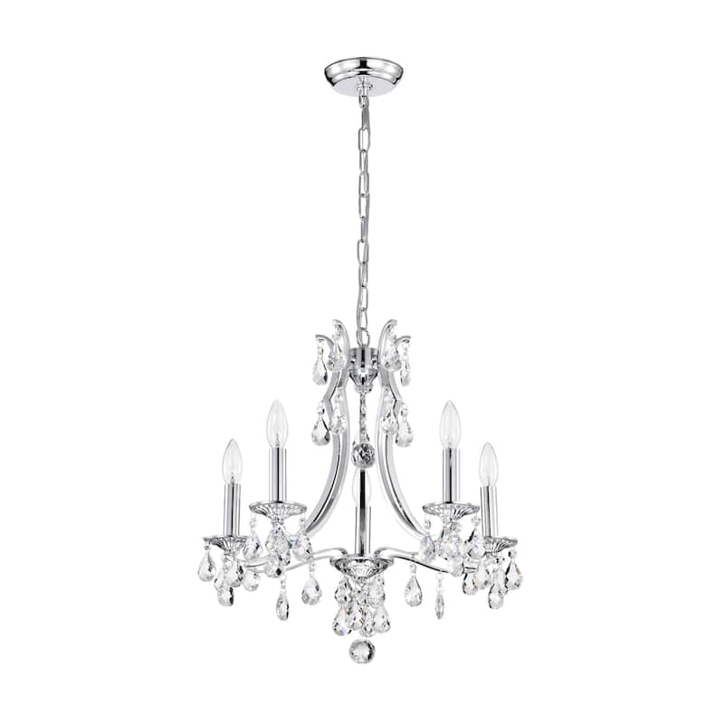 Chrome Finish 5-Light Candle Style Chandelier with Crystal Hanging