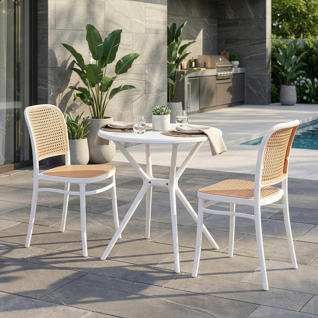 Balto Bates White Outdoor Dining 2 Seats Set