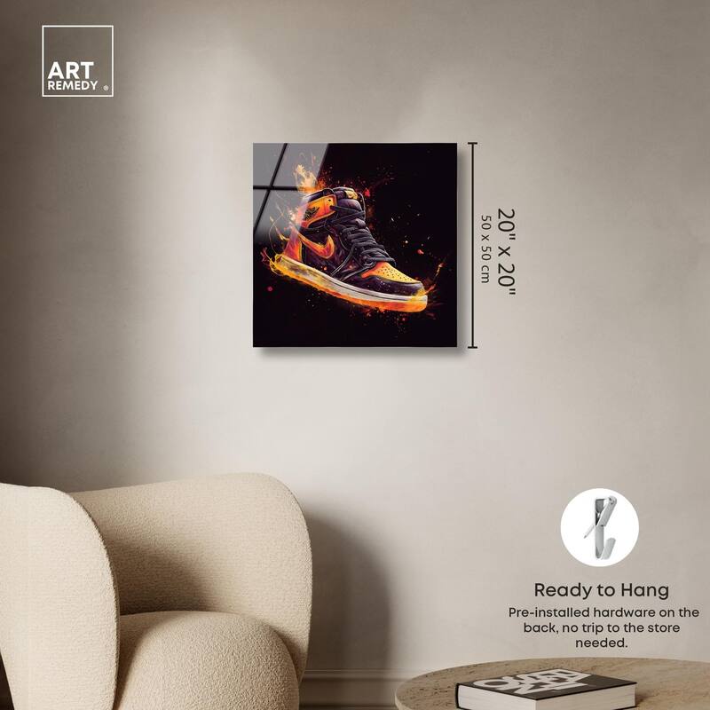 Jumpman on Fire II Acrylic by Art Remedy, Ready to Hang