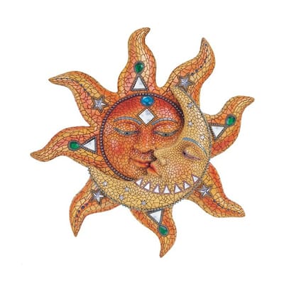 Q-Max 16-inch Sun and Moon Mosaic Wall Sculpture