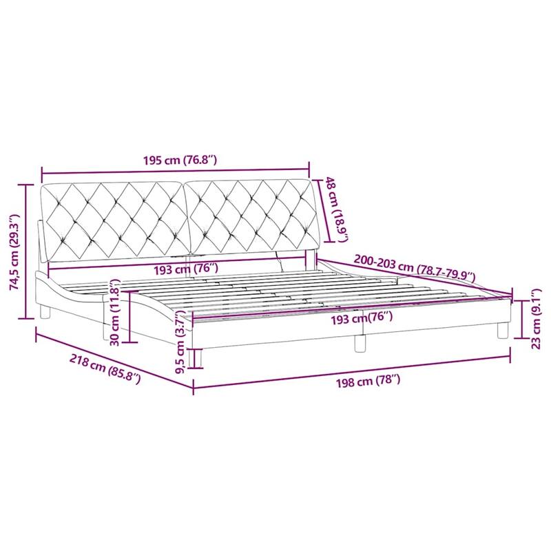 vidaXL Bed Frame with LED without Mattress Dark Gray Velvet