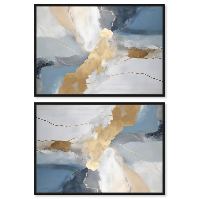 Blue Bow Sneaker Canvas by Art Remedy - 30" x 30" - Gold