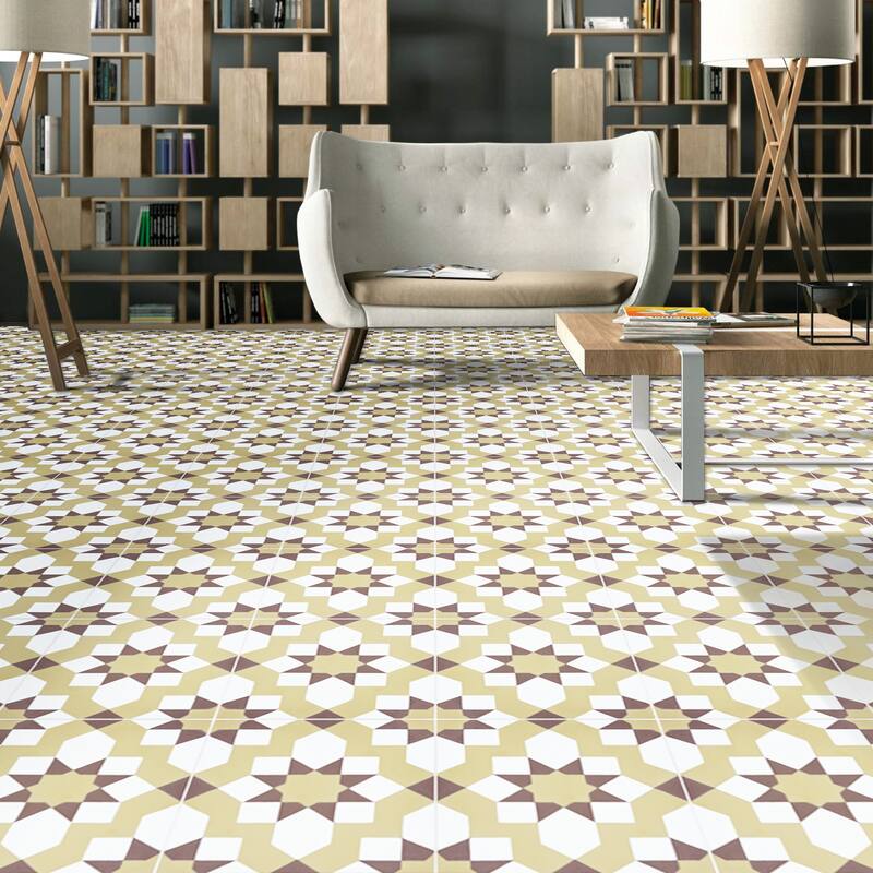 Affos Handmade Cement Tile, 8x8, Dark/Light Brown( Morocco)