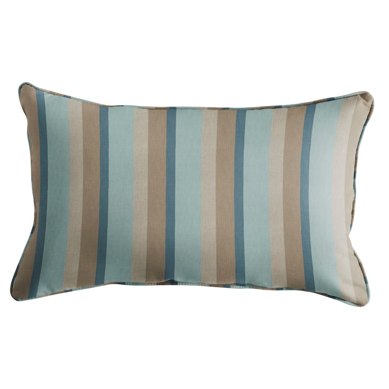 Sunbrella Gateway Mist Stripe Indoor/Outdoor 16x26 Corded Lumbar Pillow (Single) - 16 in L x 26 in W
