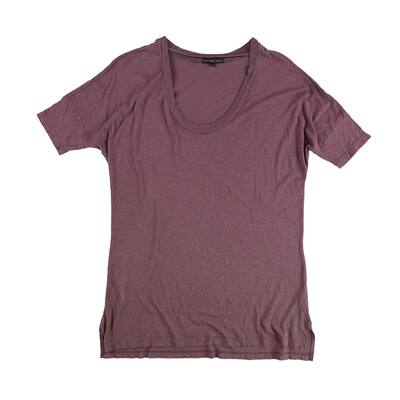 TRULY MADLY DEEPLY Womens Heathered Scoop Basic T-Shirt, Purple, Small