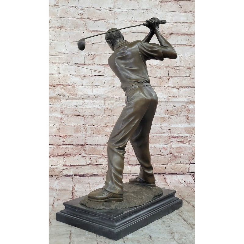 Bronze Golfer Sculpture – Golf Swing Figurine Statue For Home Or Office