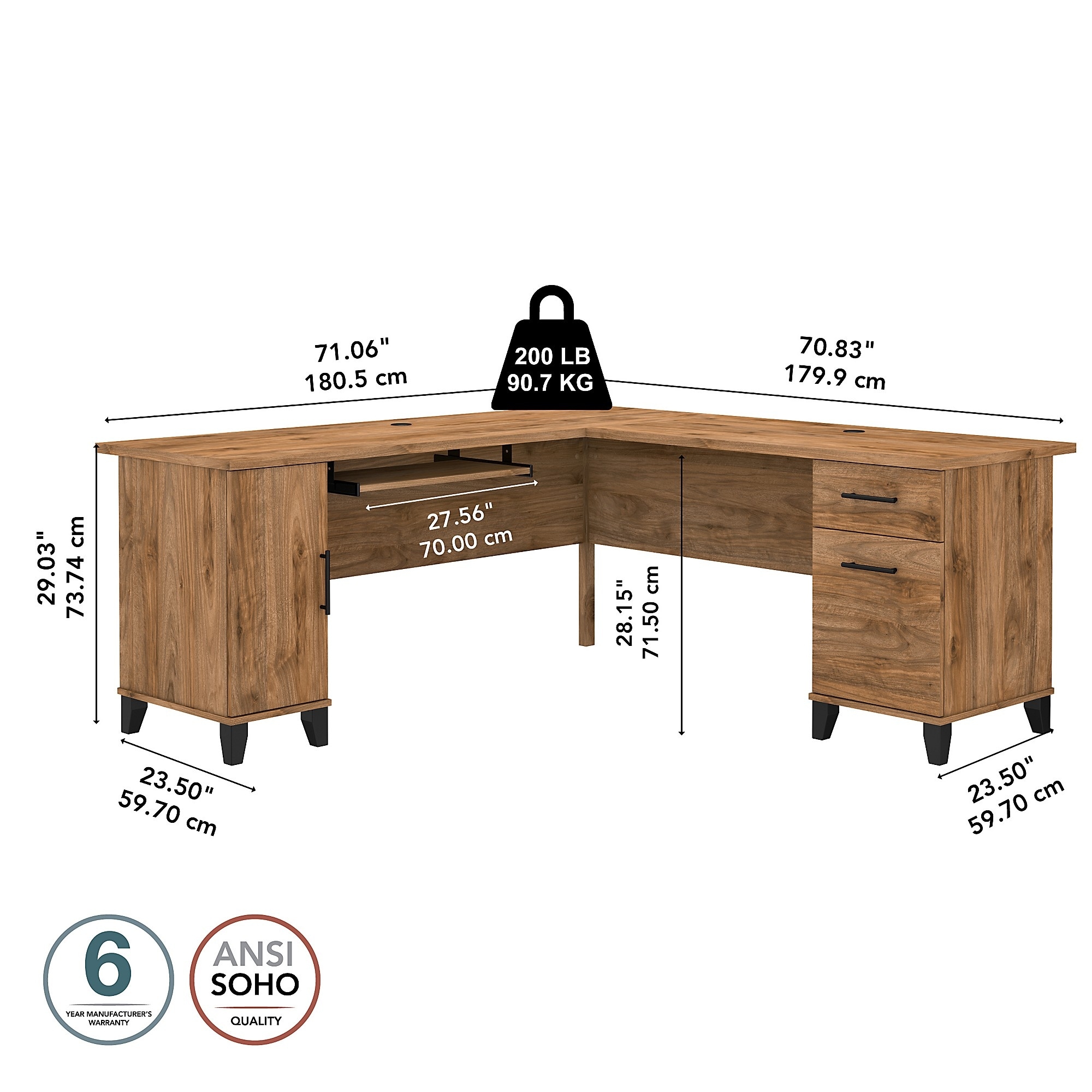 L shaped desk on sale 72 inch