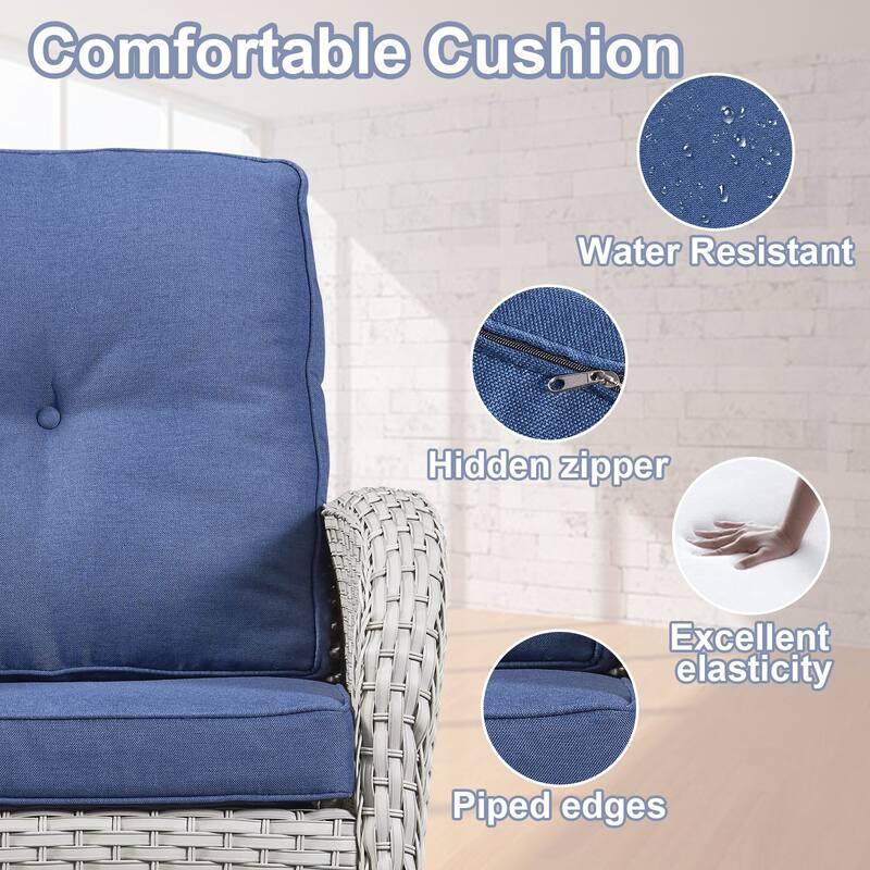 Outdoor Rocking Chair with Side Table Grey-Blue - Light Grey