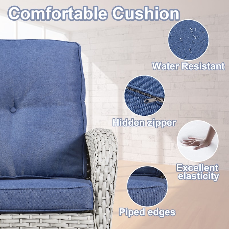 Pocassy 3-Piece Outdoor Rocking Chairs with Side Table Patio Rocker Chairs Bistro Set