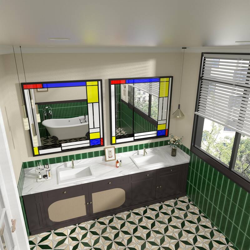 Window Pane Wall Decor Bathroom Vanity Mirror Mounted
