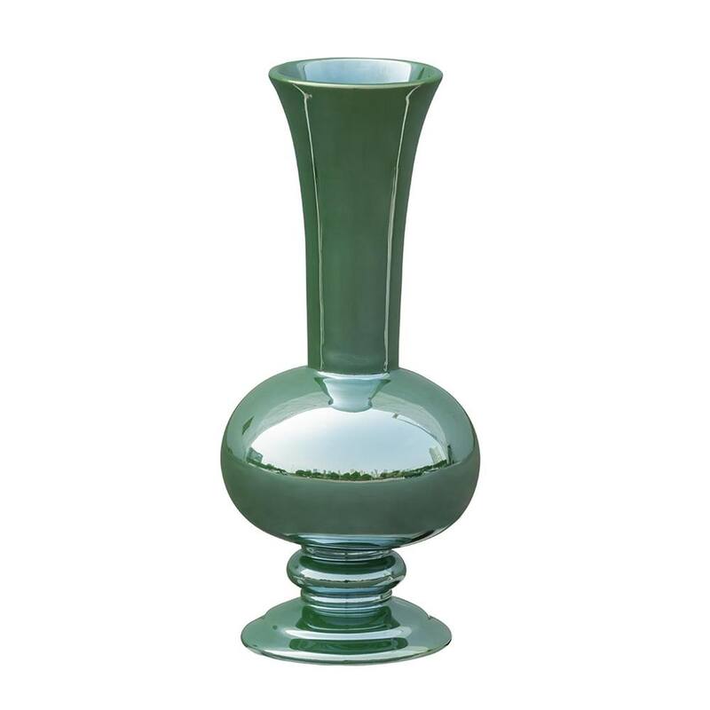 14" Hunter Green Round Ceramic Table Vase - 5.90