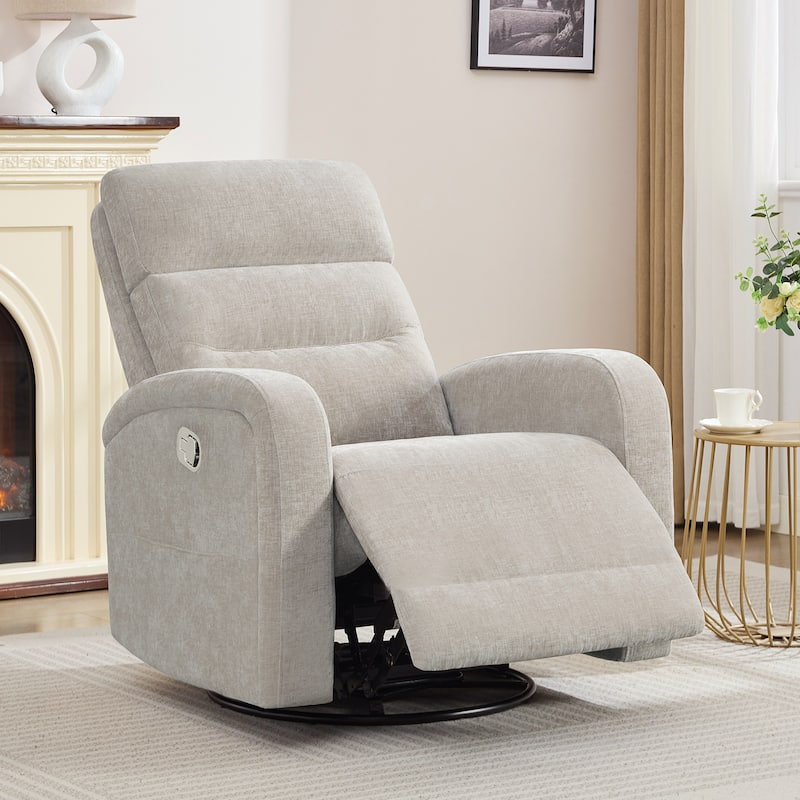 Aemeios Faux Leather Swivel Glider Rocker Manual Recliner - Camel - Chenille