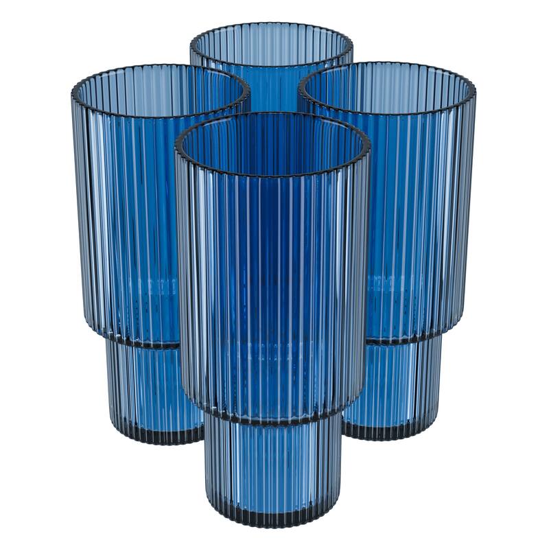 American Atelier Vintage Ribbed Fluted Glasses Set of 4