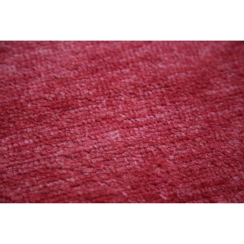 Hand Knotted Oriental 100% Wool Carpet Modern Solid Red Gabbeh Area Rug - 9' 2'' X 6' 1''