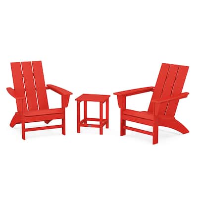 POLYWOOD Modern 3-Piece Adirondack Set with Long Island 18" Side Table