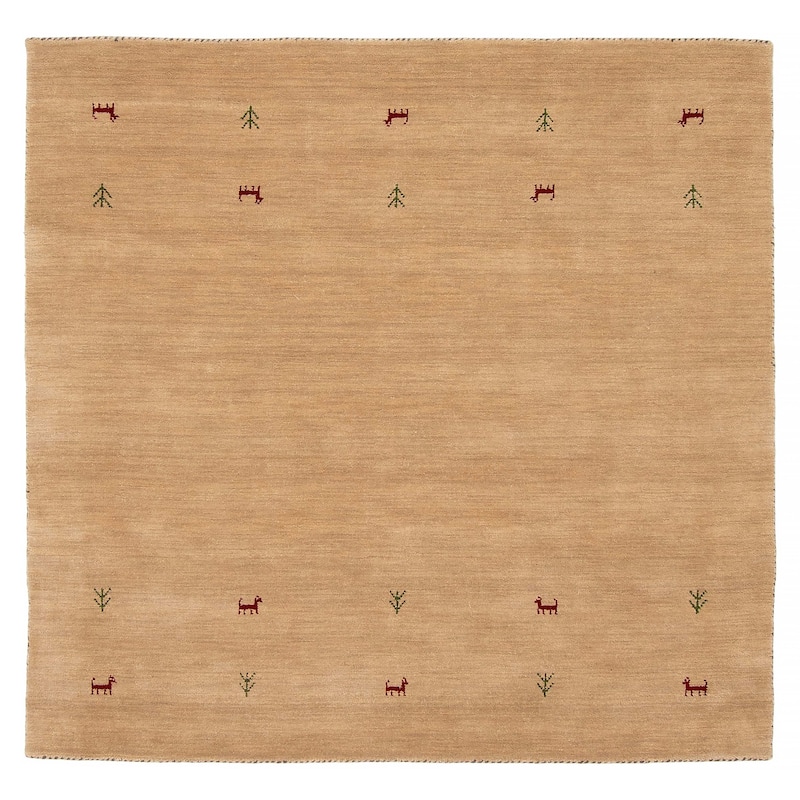 Kashkuli Gabbeh Beige Rug 4'11" x 4'10" - 4'11 x 4'10 - Beige - 4'11 x 4'10