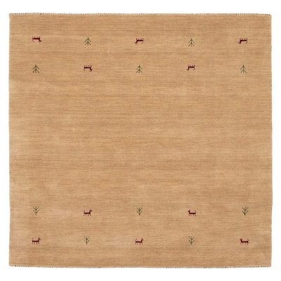 Kashkuli Gabbeh Beige Rug 4'11" x 4'10" - 4'11 x 4'10