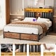 preview thumbnail 19 of 67, Upholstered Bed Frame with Storage Shelving, Platform Beds with Charge Station and LED Lights