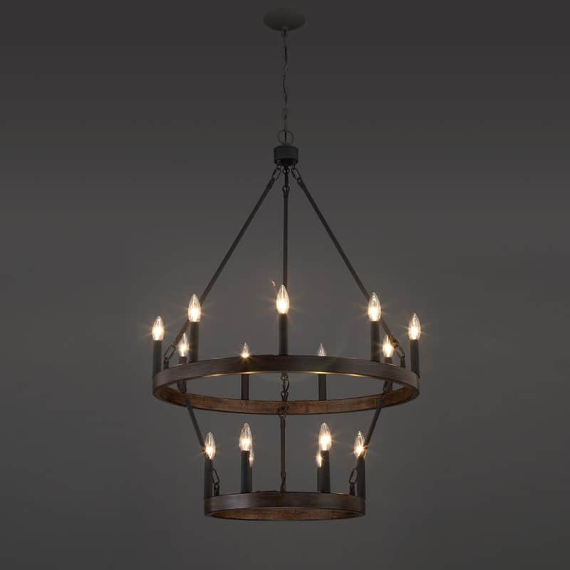 Acroma 15-light Farmhouse Black Tiered Chandelier for Dining Room - 27.5 inches