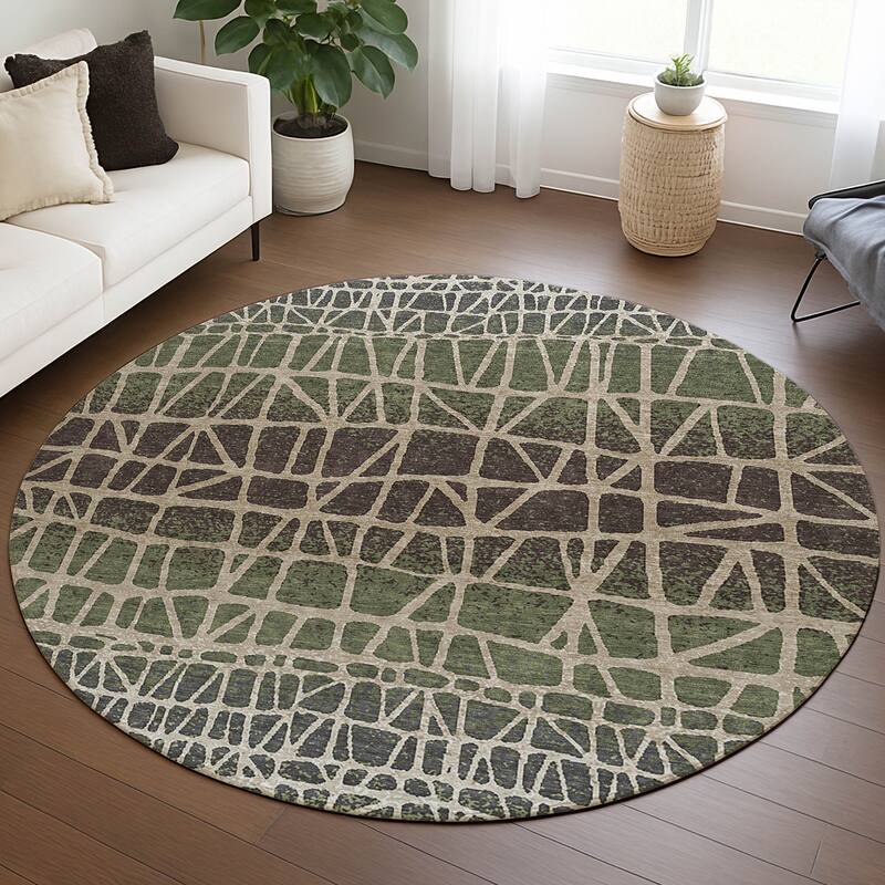 Machine Washable Indoor/ Outdoor Boho Global Chantille Rug