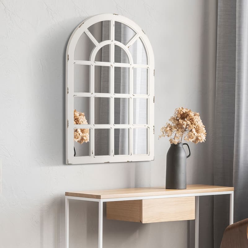 HOMCOM 43" x 27.5" Wall Mirror, Arch Window Mirror for Wall in Living Room, Bedroom - 43.25" x 27.5" x 1.25" - 43.25" x 27.5" x 1.25"