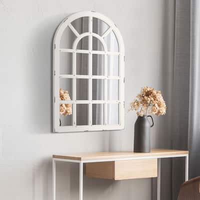 HOMCOM 43" x 27.5" Wall Mirror, Arch Window Mirror for Wall in Living Room, Bedroom - 43.25" x 27.5" x 1.25"