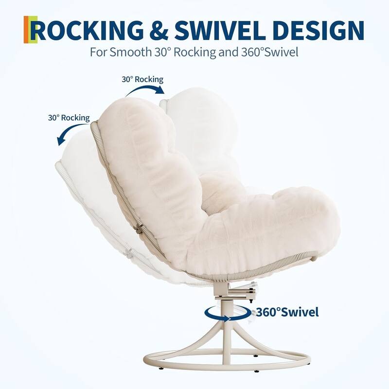 Oversize 360° Swivel Rocking Papasan Sofa Chair for Indoor Outdoor