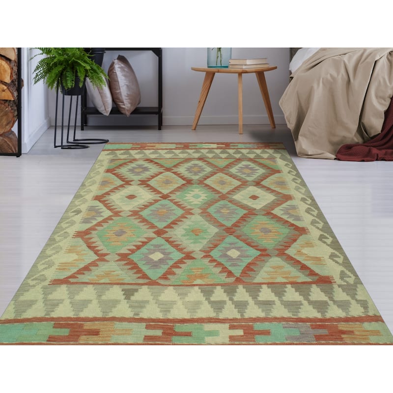 Noori Rug Sun Faded Flatweave Saladin Burgundy/Ivory Rug - 5'0" x 6'4"