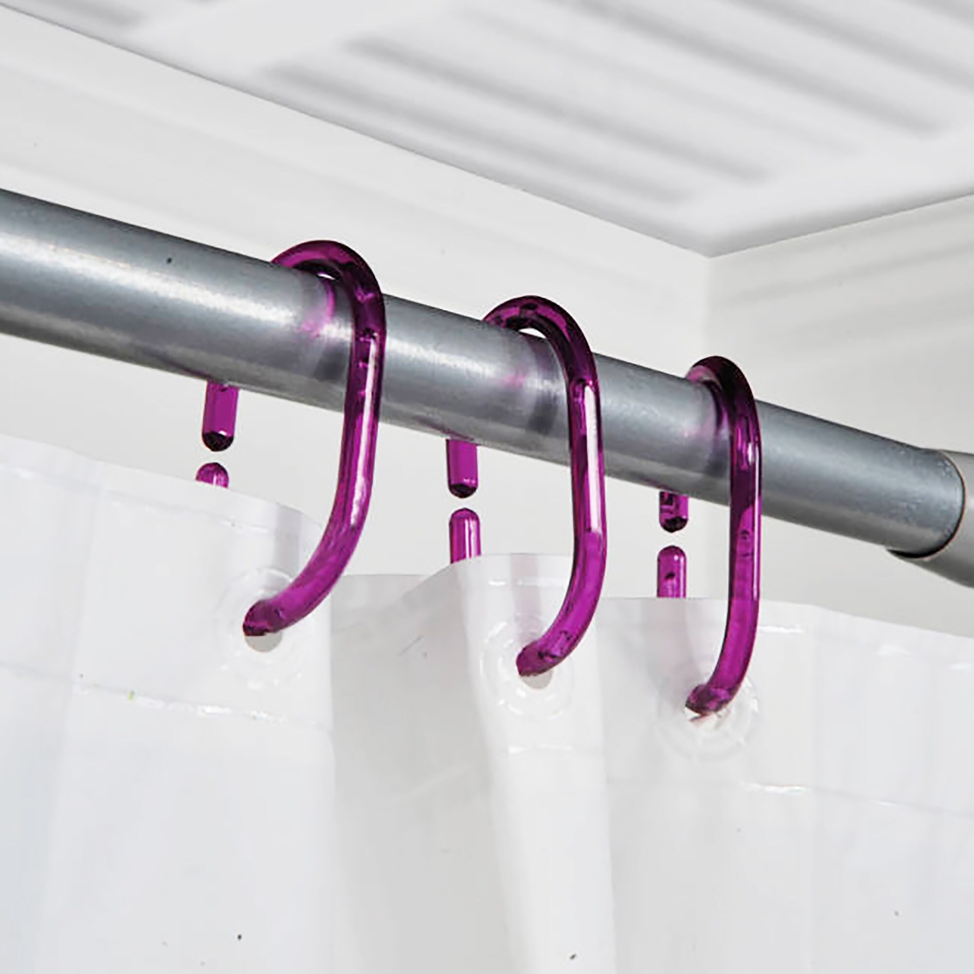 Evideco Shower Curtain Rings Plastic Hooks (Set of 12) - On Sale - Bed Bath  & Beyond - 17000836