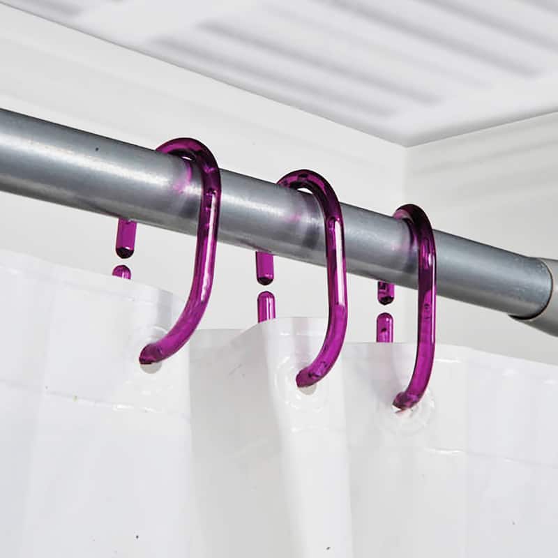 Evideco Shower Curtain Rings Plastic Hooks (Set of 12)