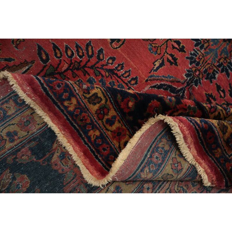 Hand Knotted Oriental 100% Wool Carpet Traditional Floral Pink Sarouk Area Rug - 17' 10'' X 10' 6''