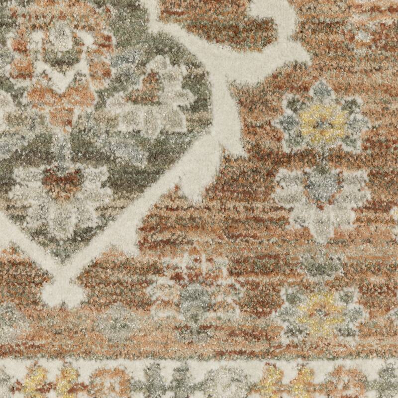 Kellan Global Medallion Rust/ Green Area Rug