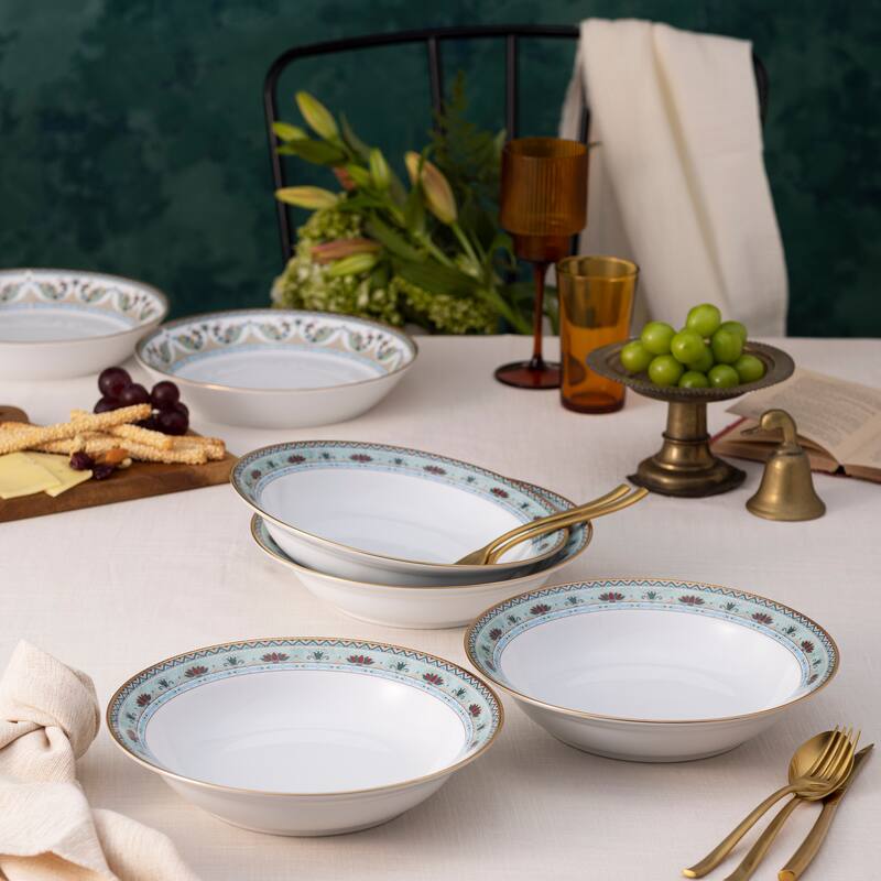 Serene Garden Set of 4 Rim Dinner Bowls, 10", 25 oz.