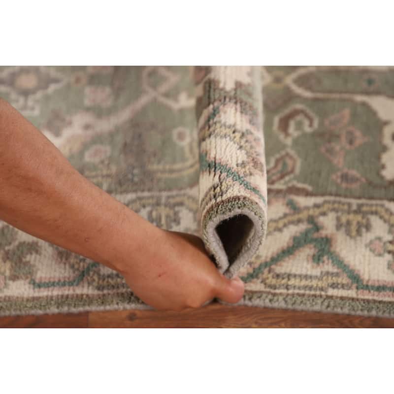 Green Oushak Indian Accent Rug Handmade Wool Carpet - 2'8"x 6'0"