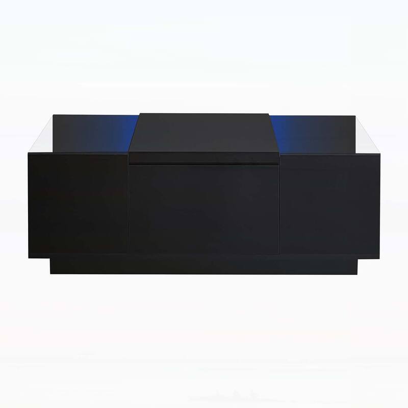 Modern Center Table with Open Storage and 2 Hidden Drawers for Living Room